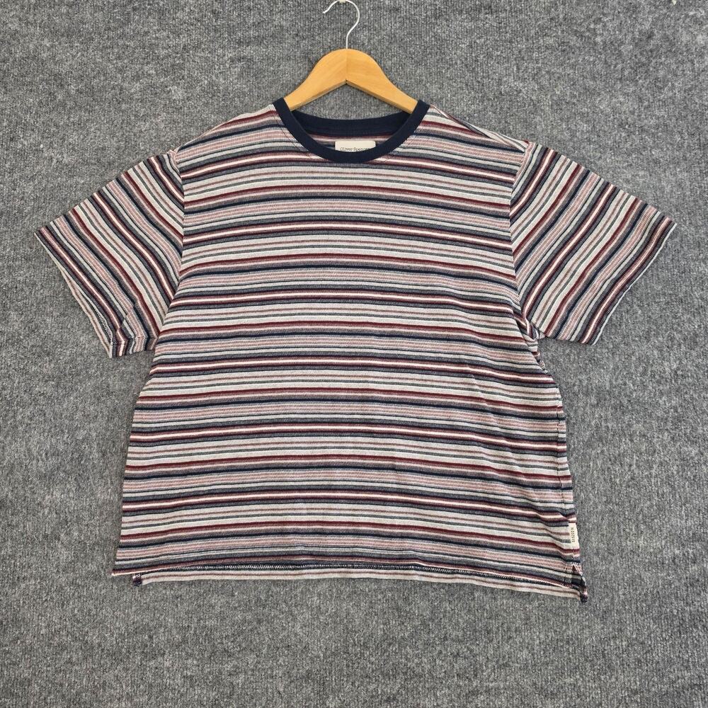 Oliver Spencer Shirt Men Medium Striped Organic Cotton Tee Multicolor Preppy